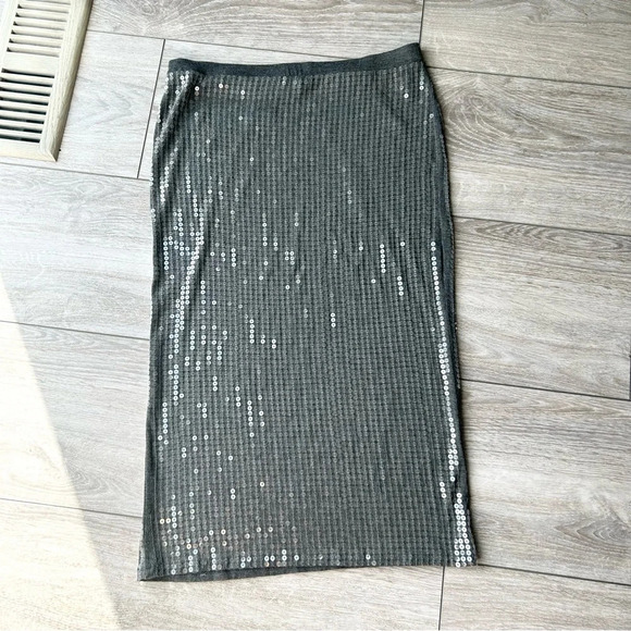 Press Sequin Knitted Straight Midi Skirt - Picture 9 of 11